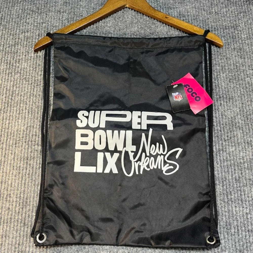 FOCO NFL Super Bowl LIX New Orleans Drawstring Cinch Bag Black SB59 Souvenir NWT